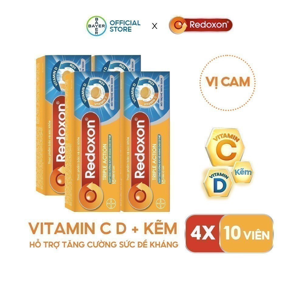 Ảnh Bộ 4 Viên sủi bổ sung Vitamin C, D, và Kẽm Redoxon Triple Action 10 viên/hộp 2