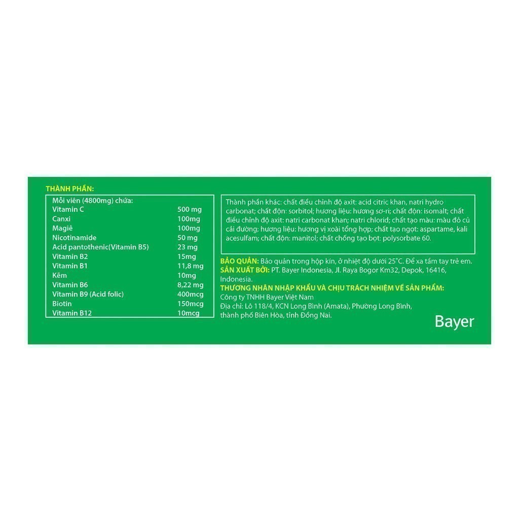 Ảnh Combo 5 hộp Viên sủi Berocca bổ hỗ trợ năng lượng bổ sung Vitamin 10 Viên/hộp 3