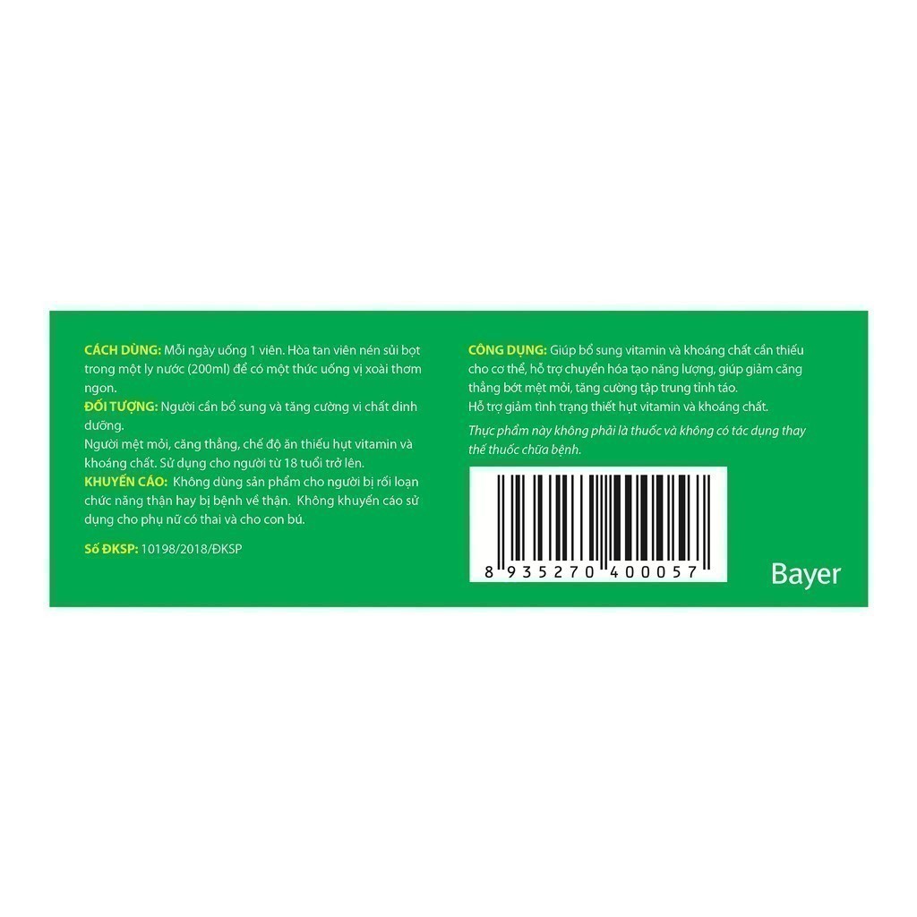 Ảnh Combo 5 hộp Viên sủi Berocca bổ hỗ trợ năng lượng bổ sung Vitamin 10 Viên/hộp 4