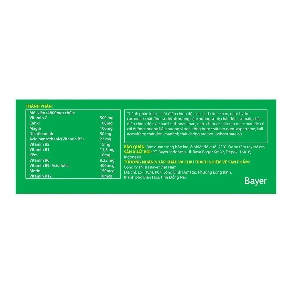 Ảnh Bộ 4 Viên sủi bổ sung Vitamin Berocca Performance Mango 10 Viên / Tuýp 4