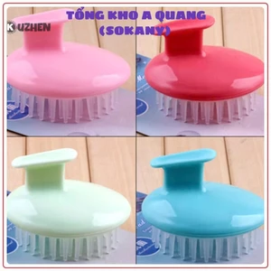 LƯỢC MASSAGE SILICON, Lược Gội Đầu Cầm Tay Hình Tròn Bằng Silicon Mềm Mát Xa Da Đầu: LUOCMASSAGE294