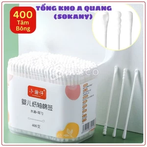 TĂM BONG CHO BÉ, Hộp 400 tăm bông ngoáy tai 2 đầu cho bé - MA: HOPTAMBONG187