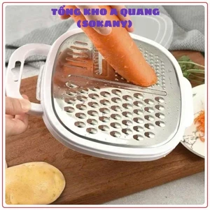 Bộ Rổ Bào Inox Có Chậu, Mâm Nạo Củ Quả 3in1 , BỘ DỤNG CỤ NẠO RAU CỦ - MA:598BONAO