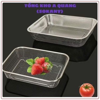 Rổ inox đa năng dày đẹp, hình chữ nhật inox xịn không gỉ sét,  RỔ LƯỚI INOX - RO883