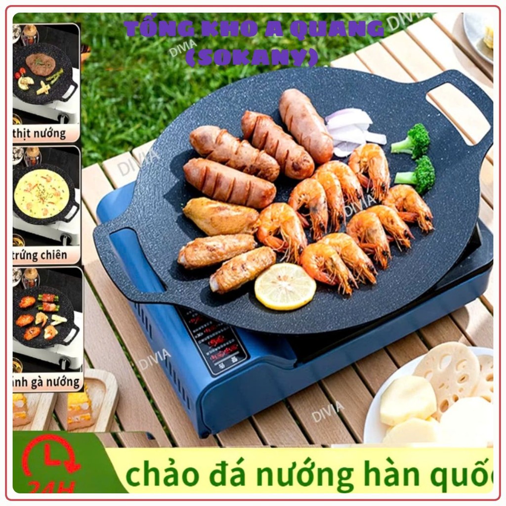 CHẢO GANG SIZE 34 , Chảo đá nướng đá chảo chống dính size 34 cm chảo đá chống dính hàn quốc chao đa nướng chảo nướng đá