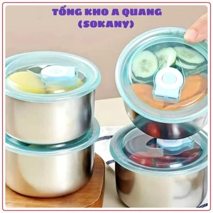 HỘP ĐỰNG THỰC PHẨM TRÒN 304 - Sét 5 hộp INOX tròn có nắp tròn đựng bảo quản thực phẩm Inox 304 có nắp đậy tiện dụng