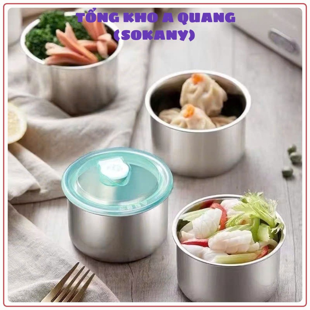 Hộp Đựng Thực Phẩm Tròn Inox 304 Không Gỉ Có Nắp Đậy Bảo Quản Thực Phẩm Tiện Lợi,  HỘP ĐỰNG ĐỒ ĂN: HOPDUNGTHUCPHAM