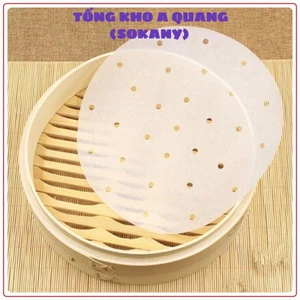 Giấy Nến Đục Lỗ, Gói 100 Tờ Giấy Nến Đục Lỗ Tròn Dùng Cho Nồi Chiên Không Dầu, Lót Xửng Hấp, Thấm Dầu Ăn Size 23cm,