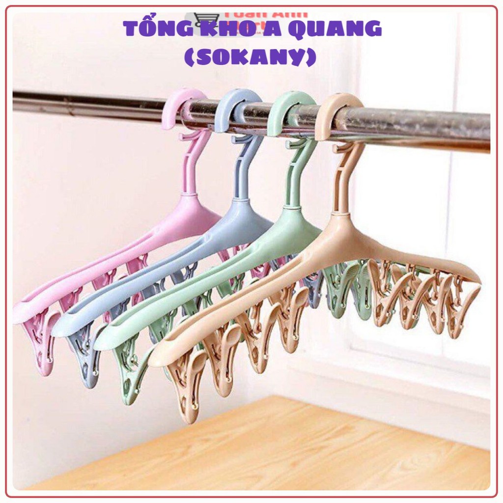 (COMBO 5) Móc Phơi Tất - Phơi Đồ Lót, Móc Treo 8 Kẹp Chống Bay, Dàn Móc Phơi Đồ Mẫu Mới -Phơi Quần Áo, Tất, Đồ Lót