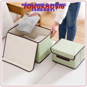 Combo 2 hộp vải đựng đồ đa năng thùng đựng quần áo đồ lót đồ chơi tiện lợi bằng vải có nắp cứng cáp