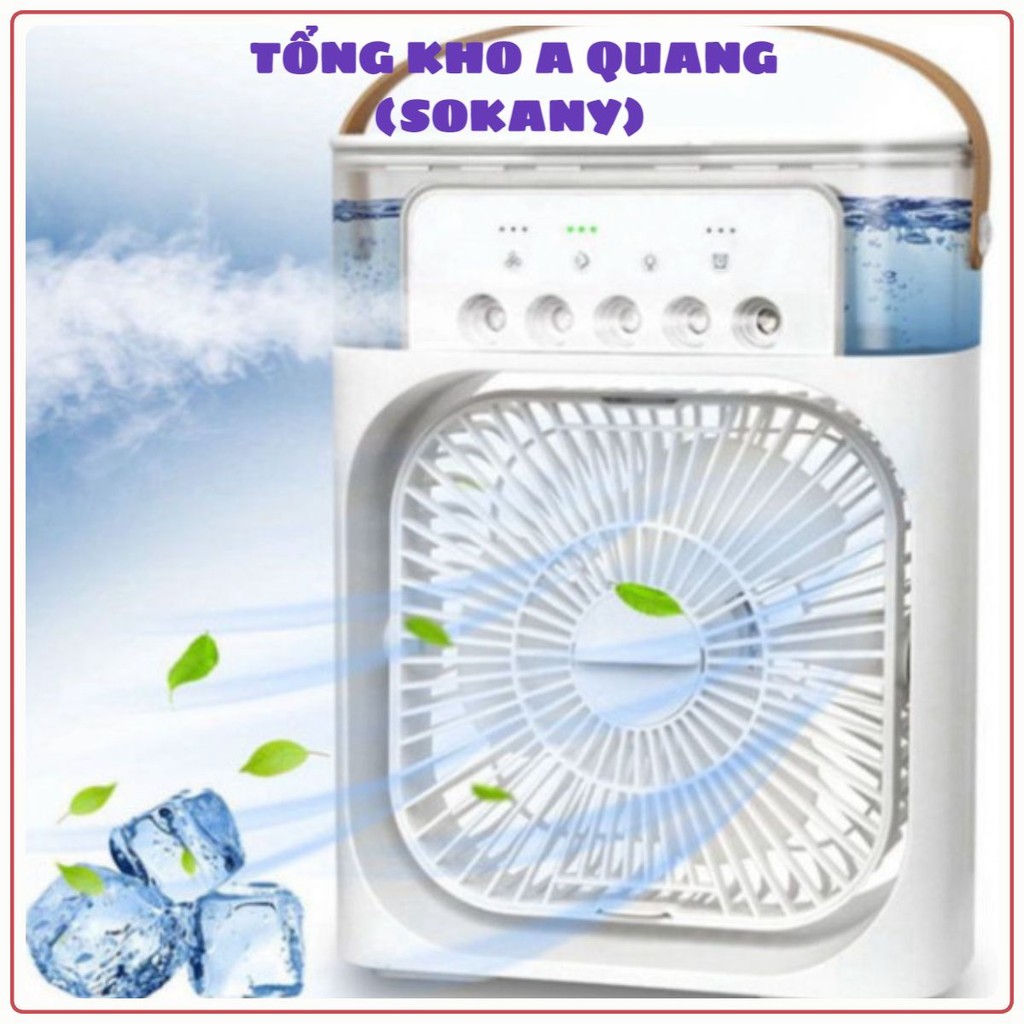 Quạt Điều Hòa Phun Sương Mini-  Quạt Làm Mát Bằng Hơi Nước Để Bàn 3 Chế Độ Tích Hợp Đèn Led Cổng Sạc USB - 968 New New