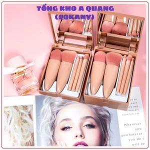 HỘP CỌ TRANG ĐIỂM 5 MÓN, Bộ cọ di động 5 cọ trang điểm , Bộ cọ du lịch có gương Mini đa chức năng: COTRANGDIEM82