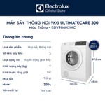 Free giao lắp - Máy sấy thông hơi 9KG Electrolux EDV904H3WC - sấy đảo chiều chống nhăn, diệt khuẩn, bền màu — ảnh 3