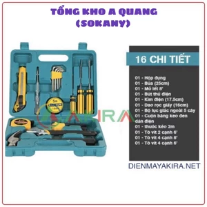 BỘ DỤNG CỤ SỬA CHỮA 16 CHI TIẾT, bộ dụng cụ sửa chữa đa năng 16 món búa, mỏ lết, kìm, thước, tô vít, lục giác - MA:34