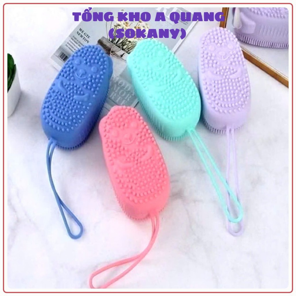 BÔNG TẮM HÌNH CON CHUỘT,  Bông Tắm Bọt Biển Silicon hinhf chuột Có Gai Massage 2 mặt - BONGTAMTAOBOT