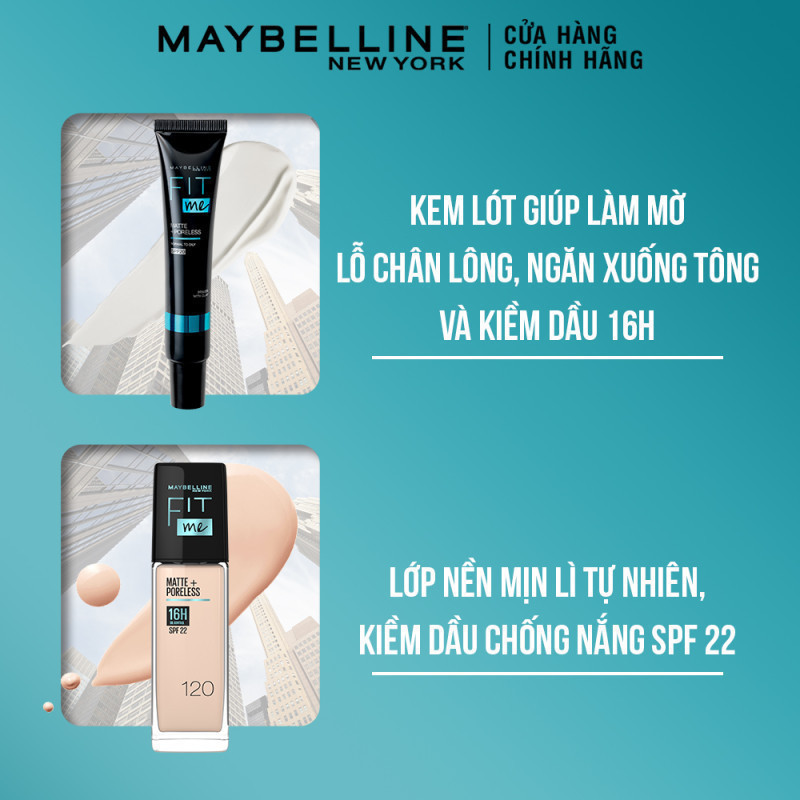 Ảnh Kem nền kiềm dầu chống nắng Fit Me Mịn Lì 30ml + Kem lót ngăn xuống tông Fit Me Primer Maybelline New Yo 1