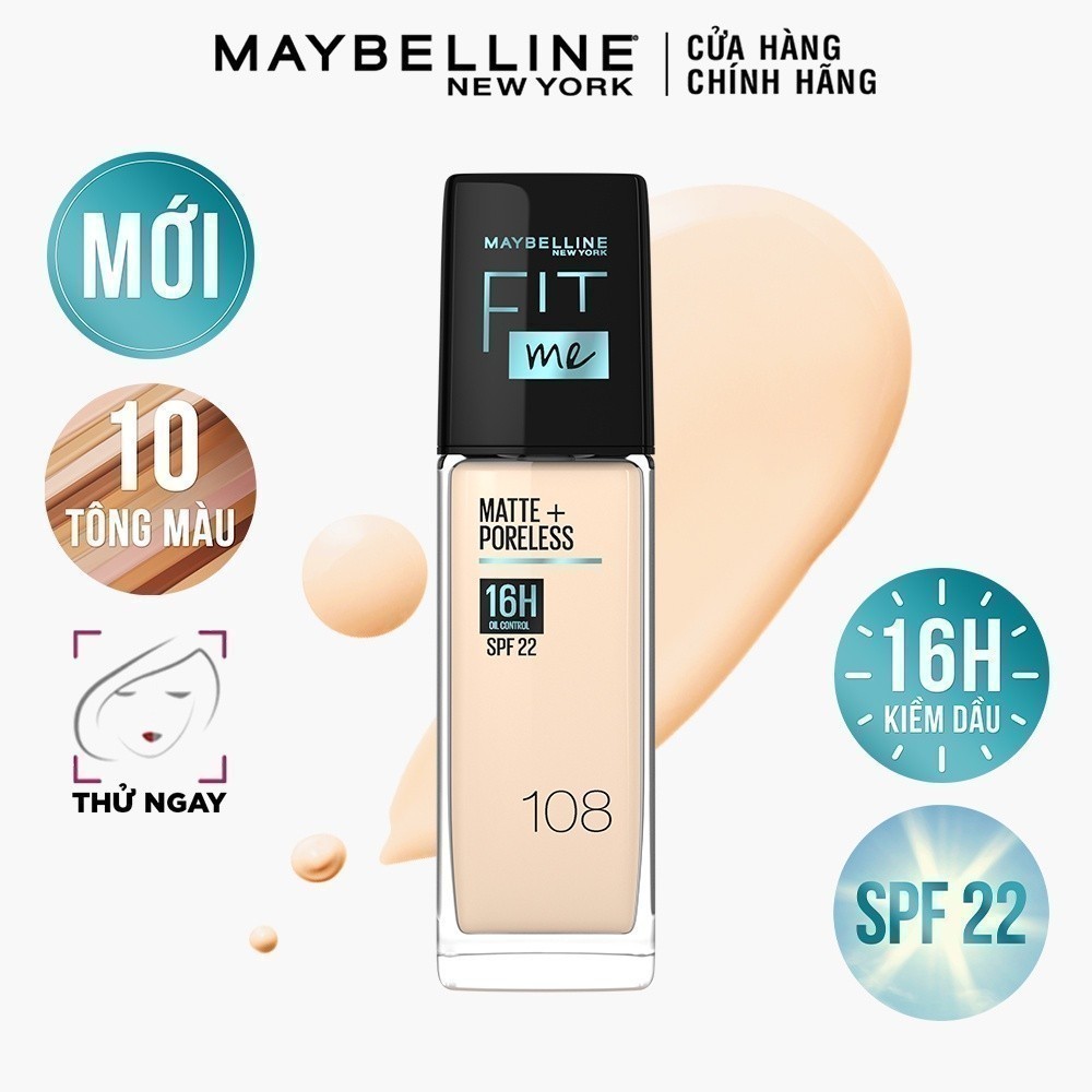 Ảnh Kem Nền Mịn Nhẹ Kiềm Dầu Fit Me 30ml và Phấn Phủ Kiềm Dầu Chống Nắng 16H Fit Me Maybelline New York 6g 2