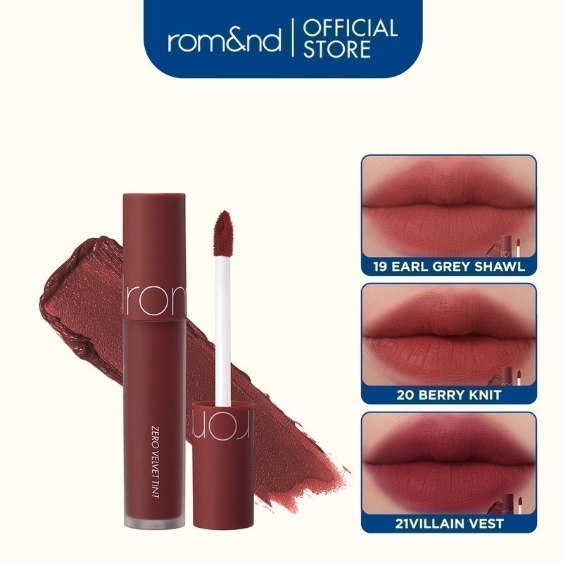 Ảnh [Màu 18-21] Son kem lì, lên màu siêu chuẩn, mềm mại như nhung Hàn Quốc Romand Zero Velvet Tint 5.5g 1