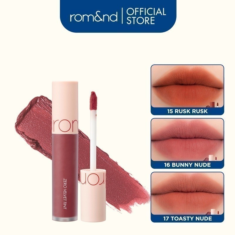Ảnh [Rom&nd] Son kem lì Hàn Quốc Romand New Zero Velvet Tint - Shell Beach Nude Collection 5.5g 1
