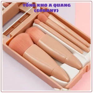 Bộ Cọ Trang Điểm Make Up Cá Nhân 5 Món Kèm Hộp Đựng, HỌP CỌ 5 MÓN KÈM GƯƠNG- COTRANGDIEM8