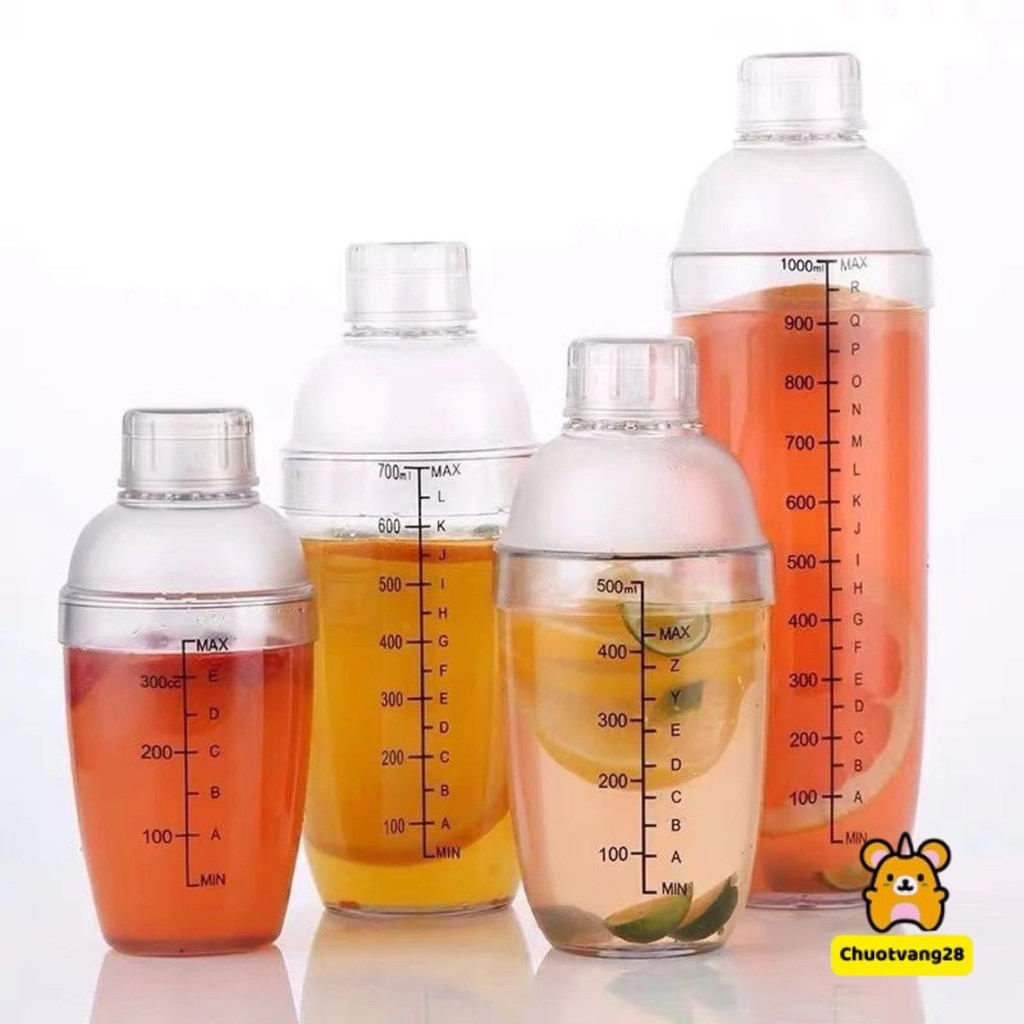 Bình lắc CockTail Shaker pha chế chất liệu nhựa cao cấp chia vạch tuyệt đẹp, dày dặn 320ml 460ml 600ml