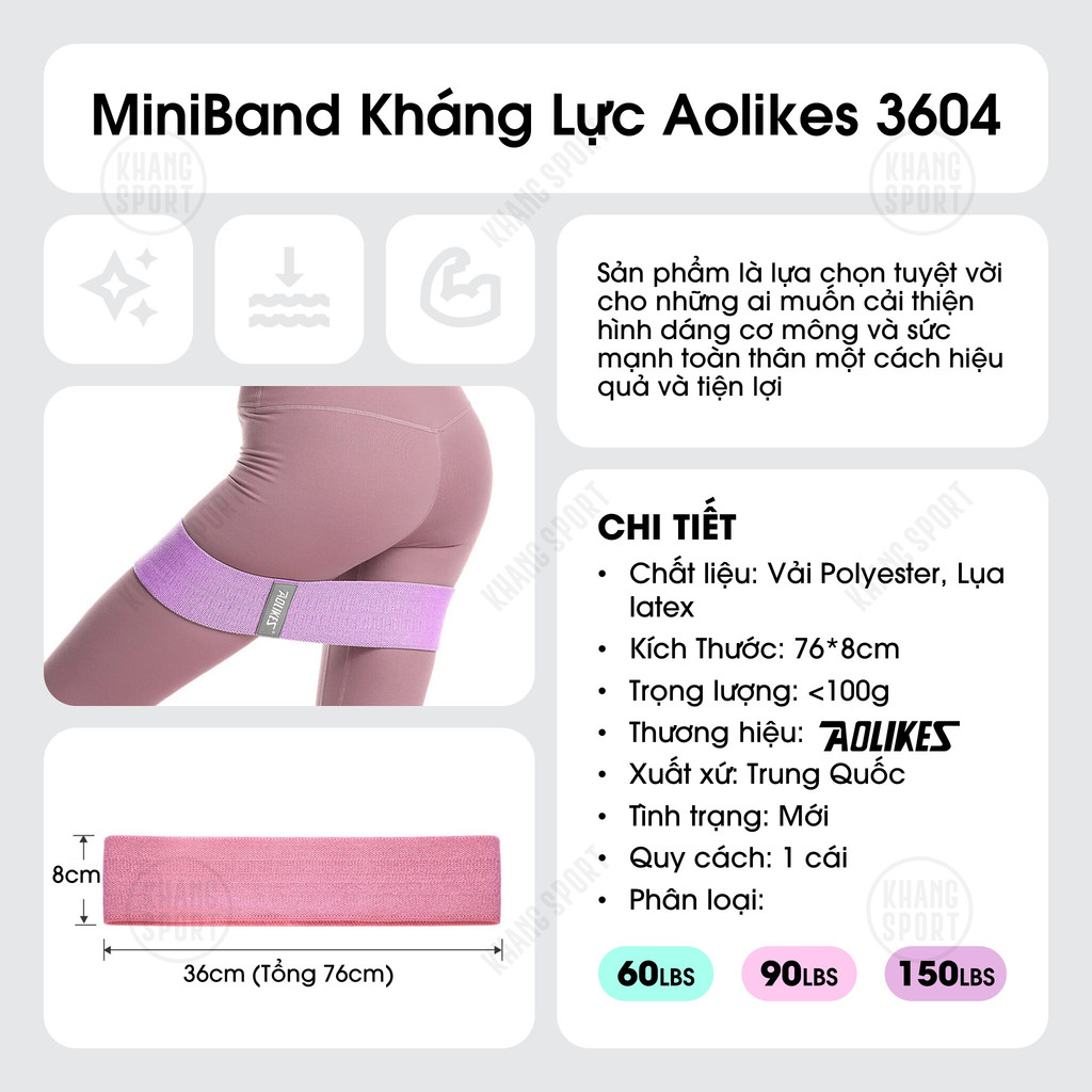 Dây Kháng Lực Miniband Tập Mông Aolikes A-3604 - Booty Band Tập Mông Tập Gym - AL3604