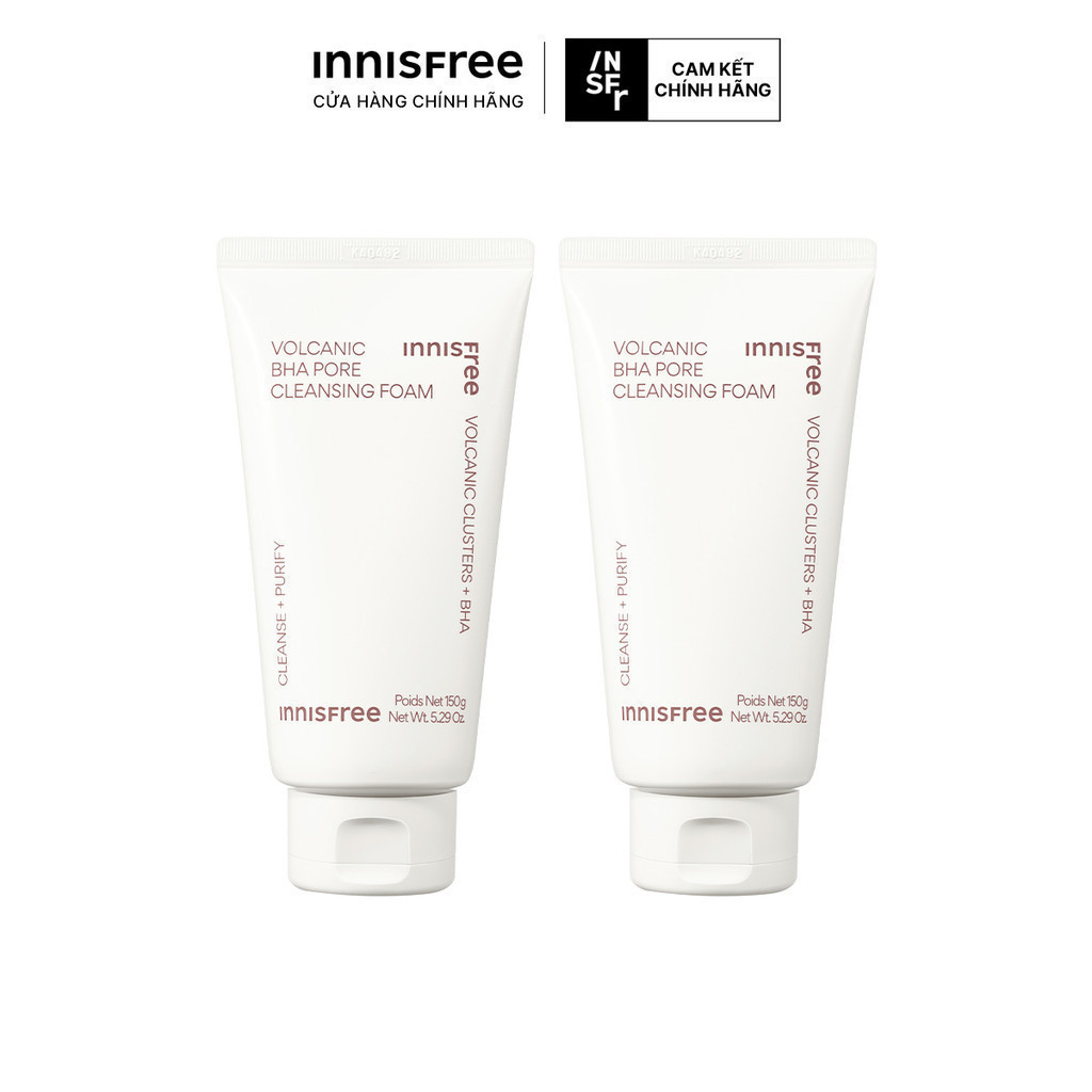 Ảnh Bộ 2 Sữa rửa mặt se khít lỗ chân lông và giảm dầu nhờn Innisfree Volcanic Pore BHA Cleansing Foam 150g 1