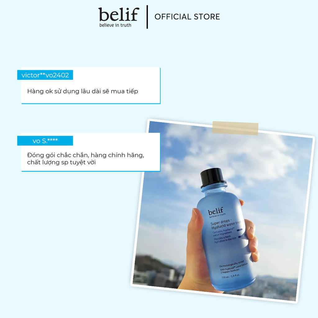 Ảnh Nước dưỡng cấp ẩm chuyên sâu chống oxy hóa belif Super Drops Hyalucid Water Treatment 150ml 3
