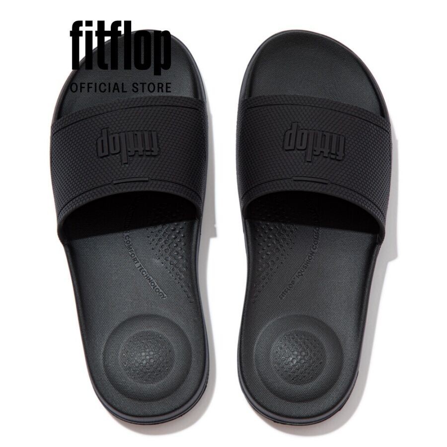 Dép Quai Ngang Nữ FitFlop IQUSHION - All Black - FOT - EQ3-090