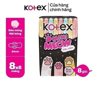 [Live Độc Quyền] Combo 8/Combo 16 Băng vệ sinh Kotex MiniMeow Siêu mềm siêu mỏng cánh 8 miếng