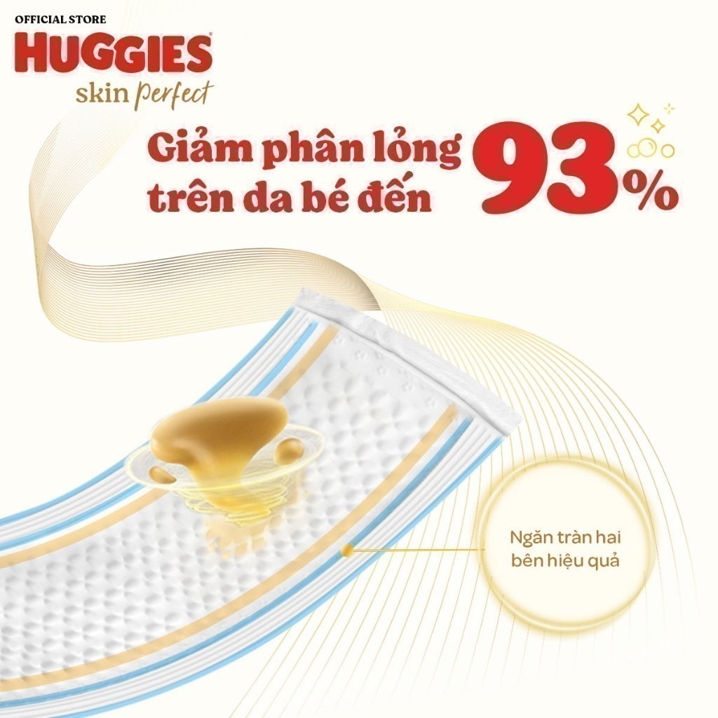 Miếng lót sơ sinh Huggies Skin Perfect NB1 64+4/NB1 108+6 miếng với 2 vùng thấm giảm kích ứng da