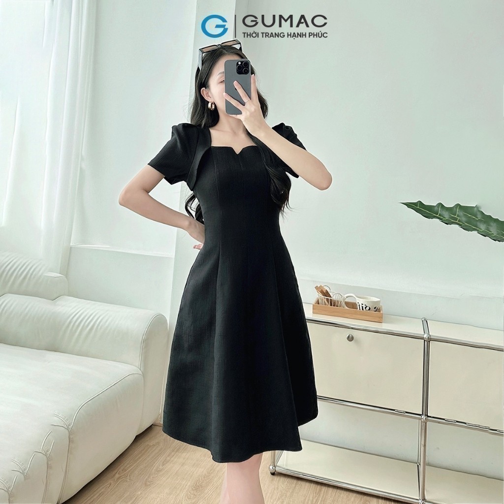Ảnh Đầm cổ vuông xẻ V thời trang GUMAC LDE0910 2