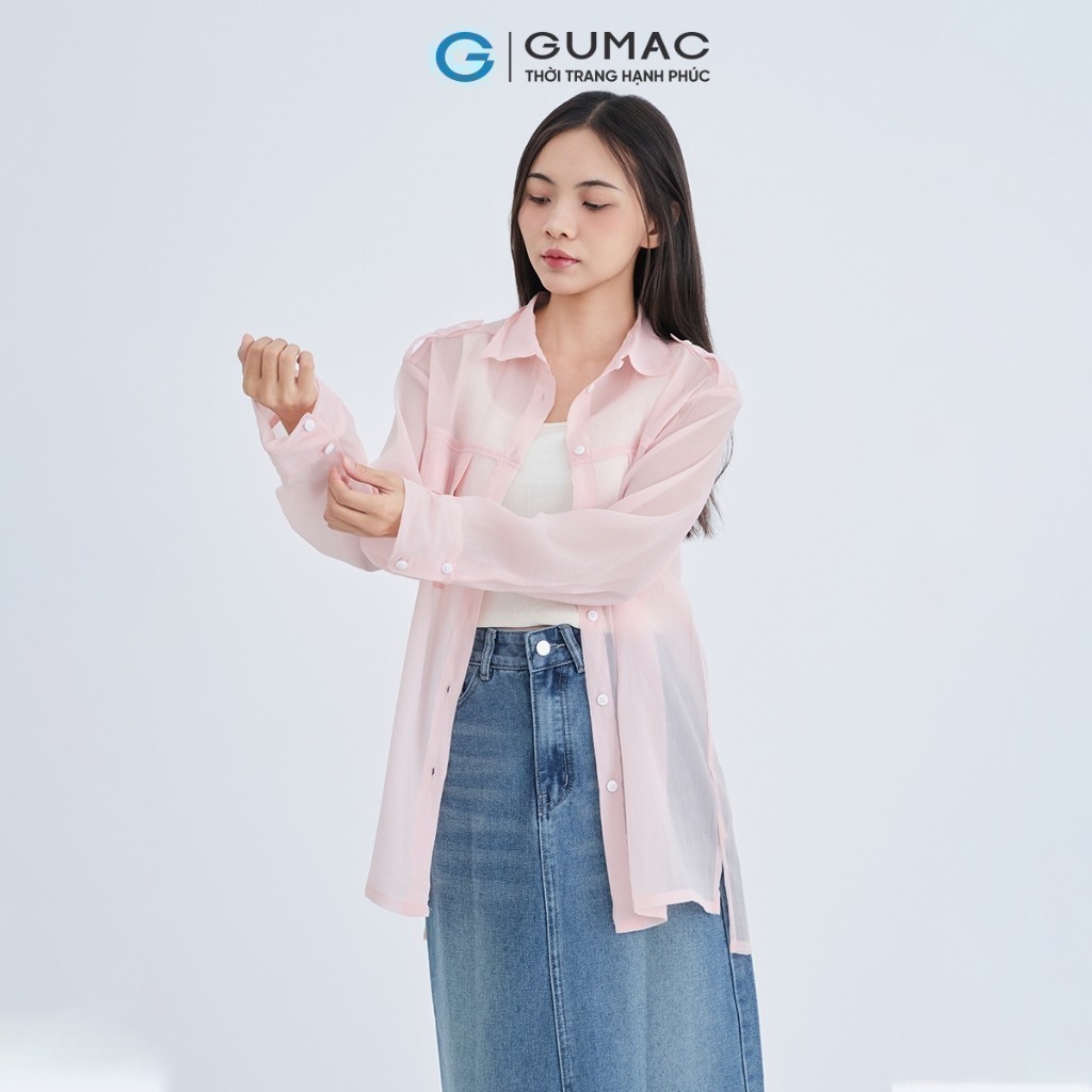 [SALE] Áo sơ mi nữ Gmorning - GUMAC tay dài form suông rộng trong suốt freesize  YAE07052