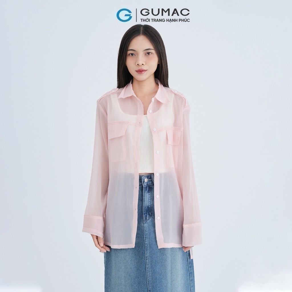 [SALE] Áo sơ mi nữ Gmorning - GUMAC tay dài form suông rộng trong suốt freesize  YAE07052
