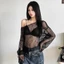 Áo Lưới Xuyên Thấu Nữ NIVRA Trễ Vai Tay Dài Phối Bikini Đi Biển Sexy A51332