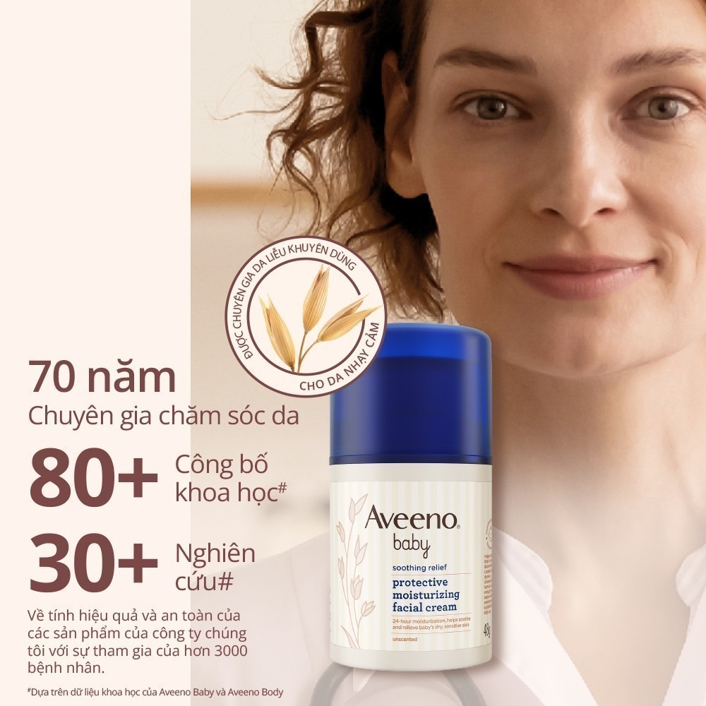Ảnh Kem dưỡng ẩm mặt làm dịu da nhạy cảm, khô ngứa Aveeno Baby Soothing Relief 48g 3