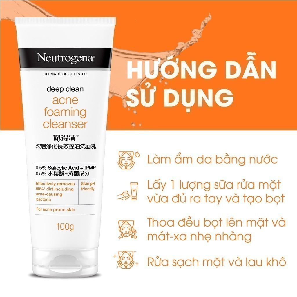 Ảnh Sữa rửa mặt NGỪA MỤN Neutrogena Deep Clean Acne Cleanser 100g 2
