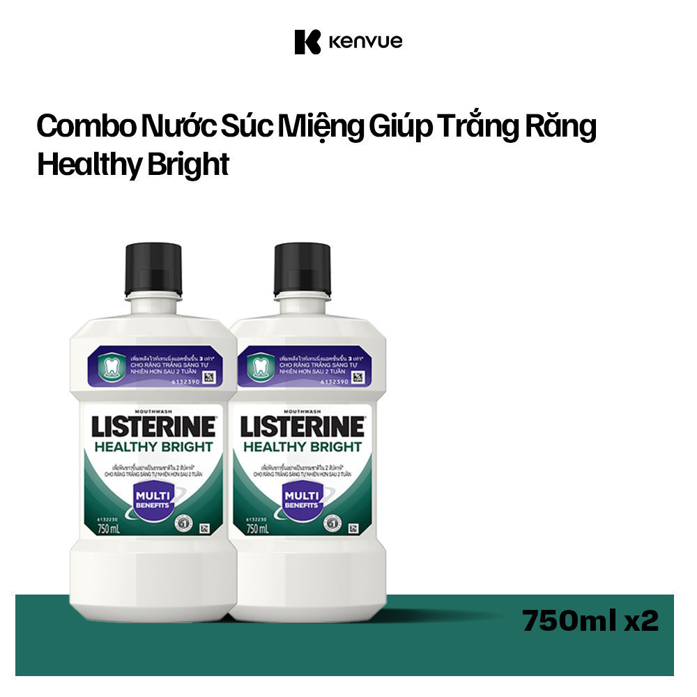 Ảnh Bộ 2 Nước súc miệng làm trắng răng Listerine Healthy Bright Mouthwash 750ml/chai 1