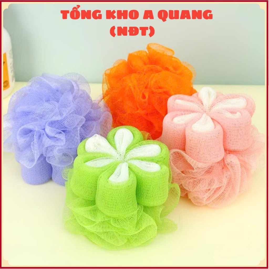 BÔNG TẮM TẠO BỌT HÌNH HOA 6 CÁNH, Bông Tắm Tròn Siêu Tạo Bọt Hình Hoa 6 Cánh Có Móc Treo Tiện Lợi - MA: BONGTAMTRON48