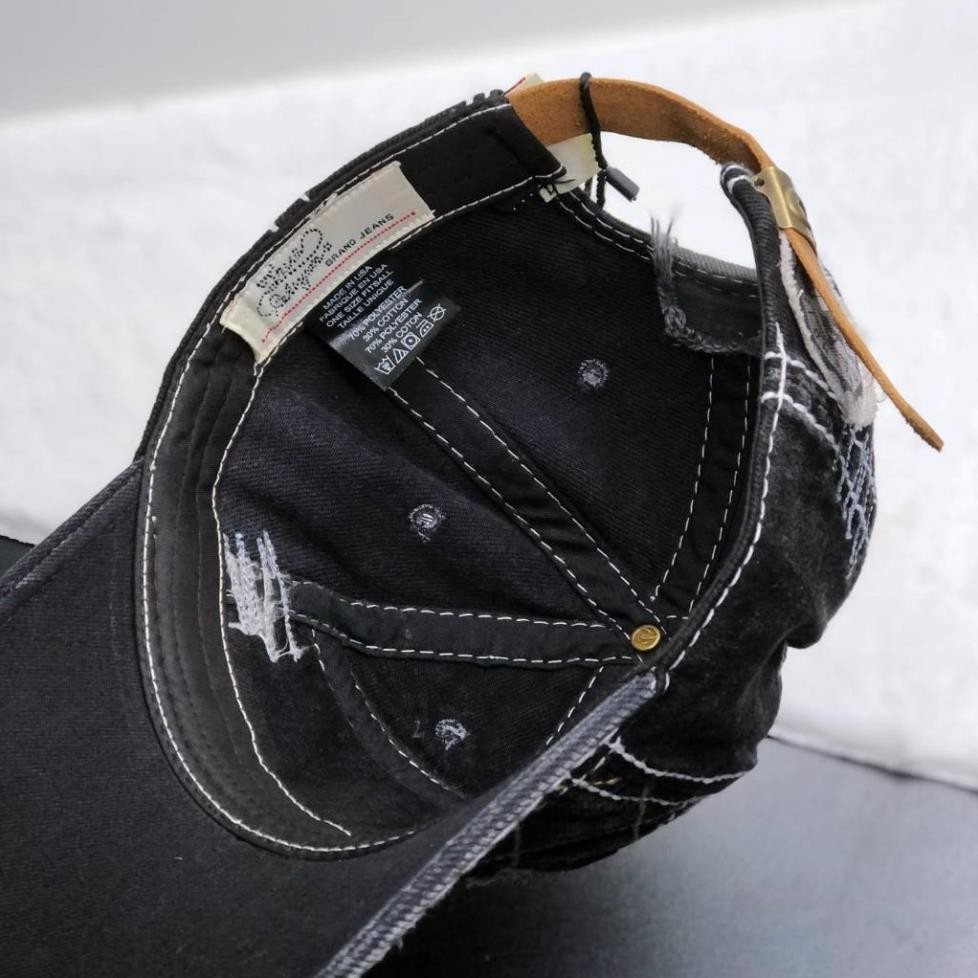 Nón nam, mũ lưỡi trai Ông Địa U rách vải phối jeans form đẹp thời trang đường phố
