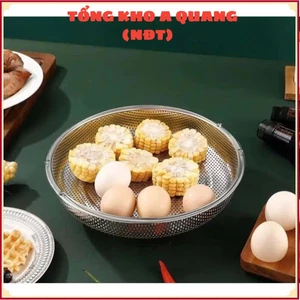 Vỉ Hấp Inox 304 Kèm Đế Tháo Rời Có Tay Cầm Chống, Rổ Hấp Bằng Thép Không Gỉ, KHAY HẤP ĐỒ ĂN - KHAYHAPDO75