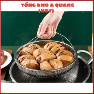 Vỉ Hấp Inox 304 Kèm Đế Tháo Rời Có Tay Cầm Chống, Rổ Hấp Bằng Thép Không Gỉ,  KHAY HẤP ĐỒ ĂN - KHAYVIHAP56