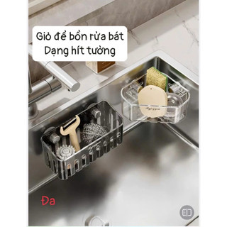 Kệ Đựng Đồ Rửa Chén Bát Hút Chân Không, Rổ lọc rác bồn rửa bát móc cốc hút chất liệu nhựa cao cấp, kho sỉ gia dụng alulu