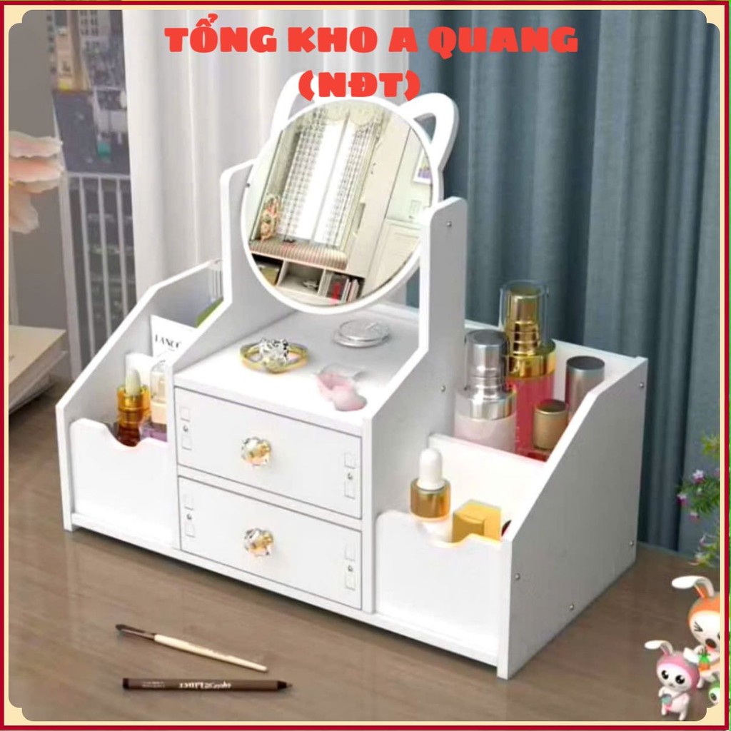 KỆ ĐỂ ĐỒ TRANG ĐIỂM 3 , Kệ đựng mỹ phẩm 2 tầng, hộp đựng đồ trang điểm, makeup bằng nhựa cao cấp , có gương tiện sử dụng