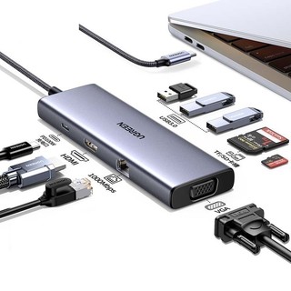Hub chuyển đổi Type C UGREEN 9 in 1| HDMI 4K UHD| USB 3.0 | Bảo Hành 18 Tháng | 15600 90119