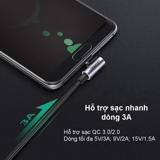 Cáp sạc USB A sang Type C Ugreen US284 Đầu vuông góc 90 độ vỏ bện | Sạc nhanh | Tốc độ truyền 480Mbps | Bảo Hành 1 đổi 1
