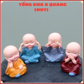Bộ Tượng Chú Tiểu Hòa Thượng Tứ Không - Phật Phong Thủy Mini 4 Tư Thế, Trang Trí Xe Hơi, Để Bàn- 31