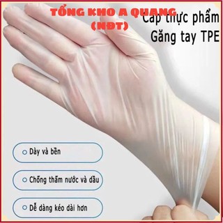 [Siêu Rẻ]  Hộp 100 Cái Găng Tay Cao Su Dùng 1 Lần Làm Bếp Nấu Ăn Vệ Sinh Siêu Dai Siêu Bền