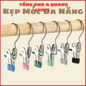 Combo 50 Móc Kẹp Đơn Đa Năng Chất Liệu Thép Không Gỉ Có Đầu Bọc Silicon Chống Tuột,Móc Treo Quần Áo Inox I MÓC KẸP ĐỒ