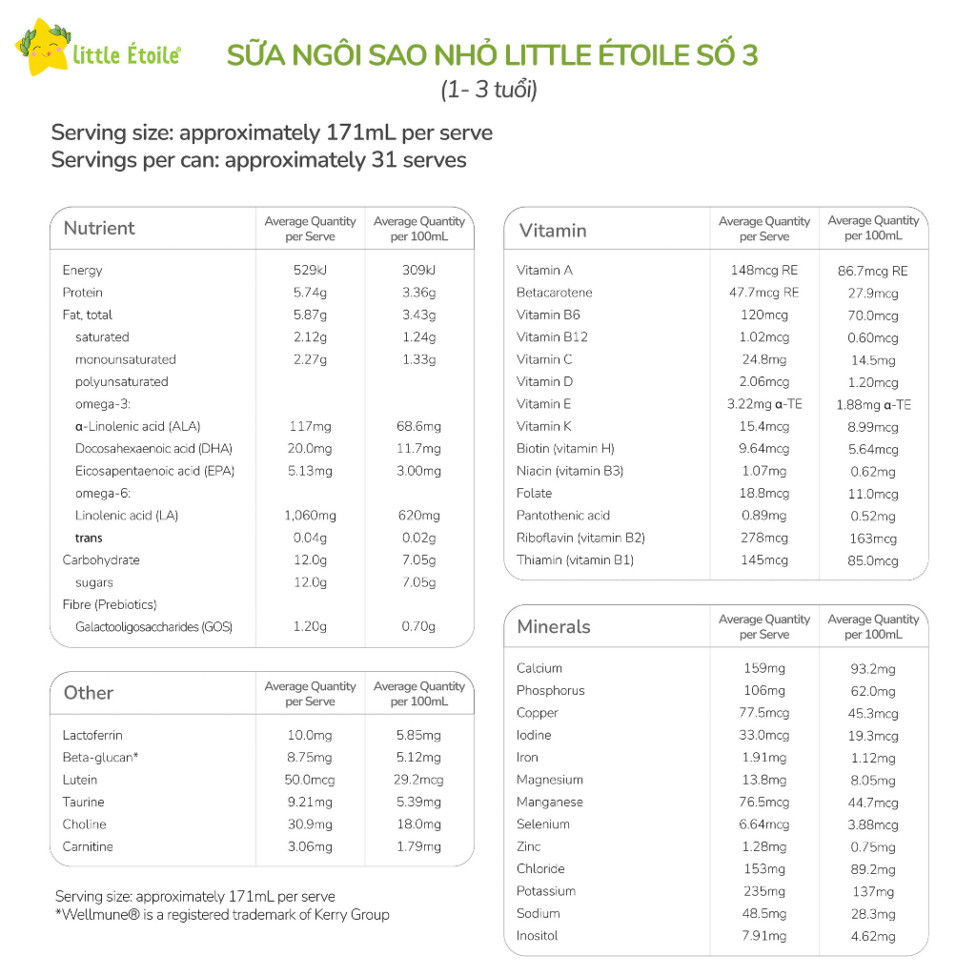 Sữa công thức Ngôi Sao Nhỏ Little Étoile số 3 phát triển toàn diện 800g
